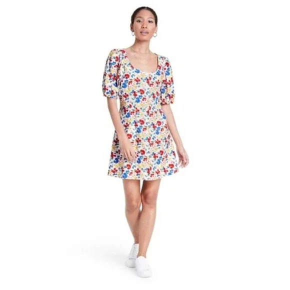 RIXO x Target Mini Dress 2 White Floral Linen Short Sleeve Button-Up A-Line - Picture 11 of 11